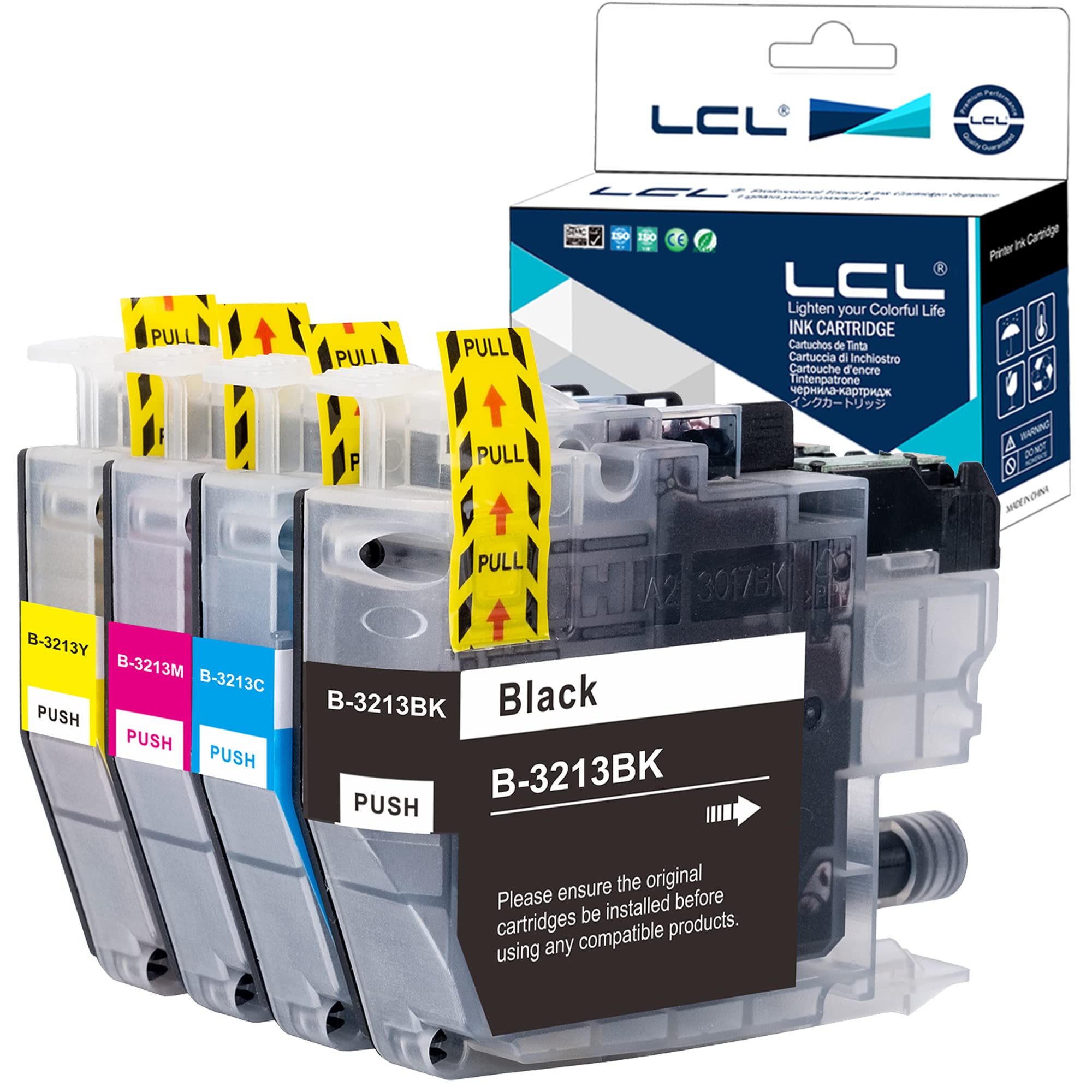 LCL LC3213 Ink Cartridge Replacement for Brother LC3213 LC-3213 LC-3211 LC-3211 LC-3213BK LC-3213C LC-3213M LC-3213 DCP-J770 for DCP-J772DW DCP-J774DW MFC-J890DW MFC-J895 MFC-J497DW(4PK KCMY)