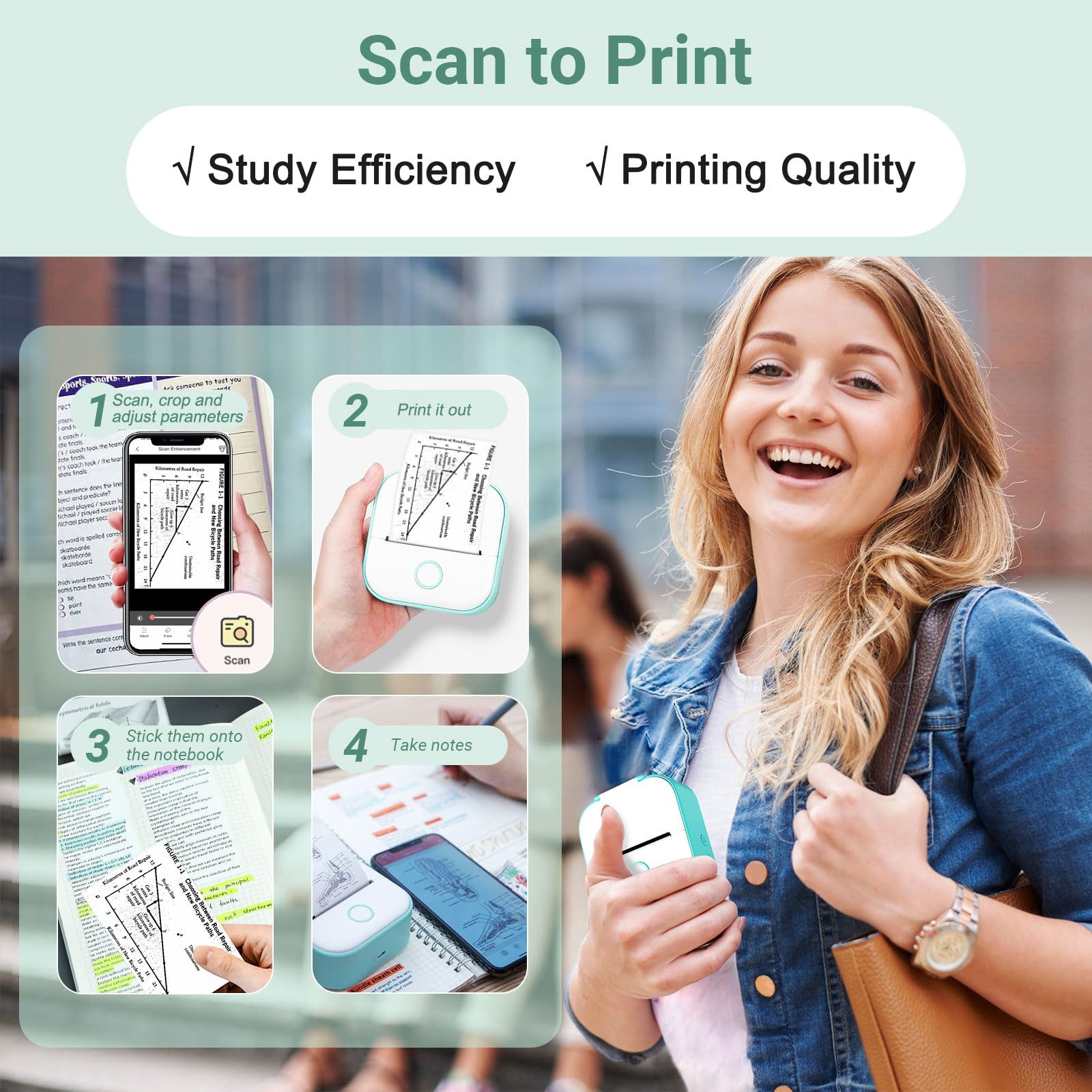 VKUSRA Mini Thermodrucker Für Smartphone – Bluet Produktbild-Vorschau 2