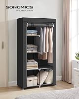 SONGMICS Fabric Wardrobe 6 Shelves Hanging Rail 168 cm Black RYG84H view 2