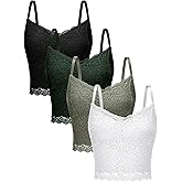 Bencailor 4 Pcs Lace Camisole for Women Spaghetti Strap Lace Bralettes Crop Tops Cami Top V Neck Slim Basic Camisoles