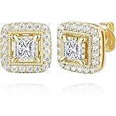 Eterbeau Gold Stud Earrings for Women 14K Gold Earrings Studs Hypoallergenic Small Stud Earring for Women with Cubic Zirconia Gems 10.4MM