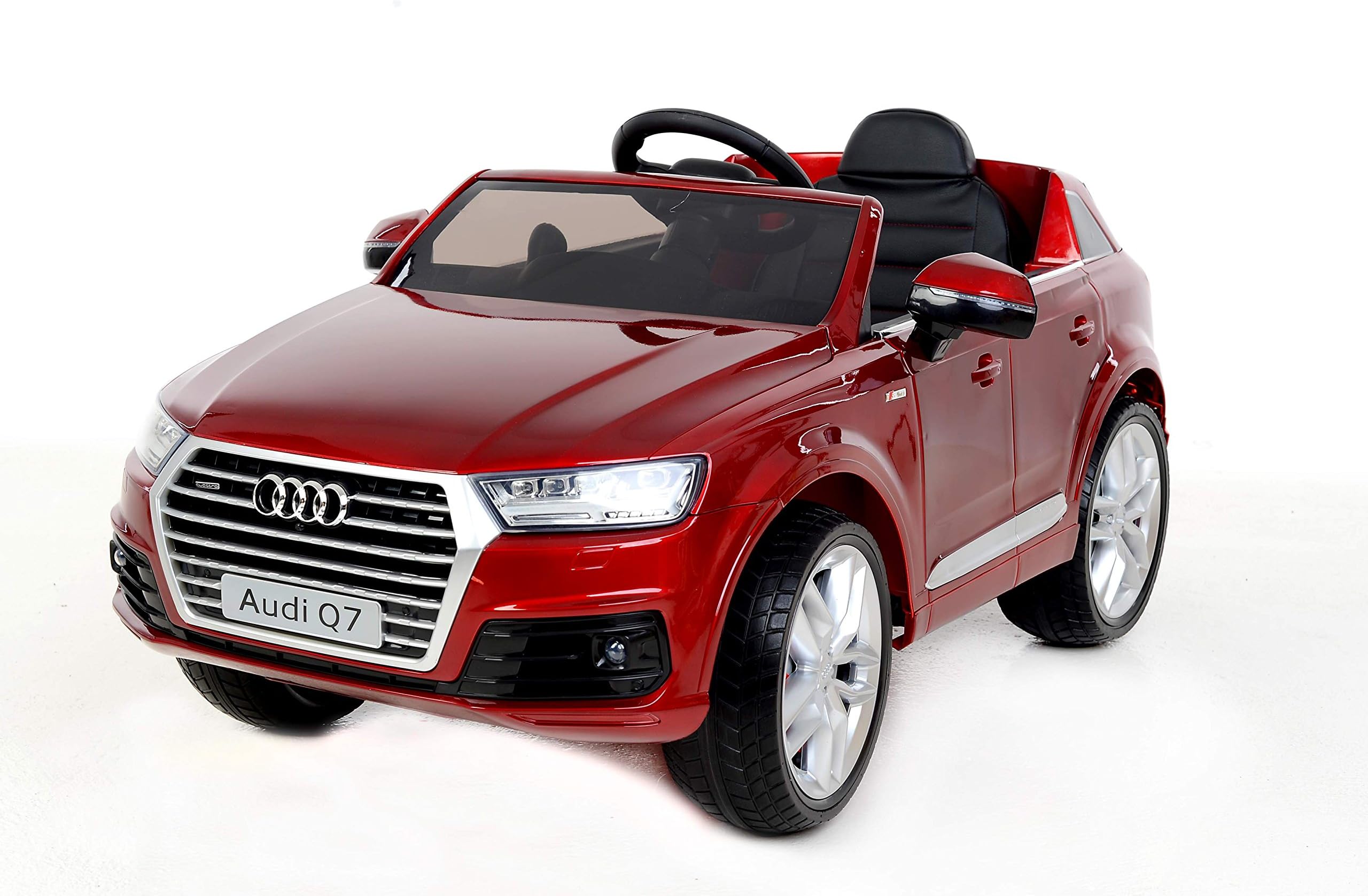 Electric Ride on Car Audi Q7 Quattro New, Red Painted, Original Licenced, Battery Powered, Opening Doors, Leather Seat, 2x Engine, 12 V Battery, 2.4 Ghz remote control, Soft EVA wheels, Smooth start