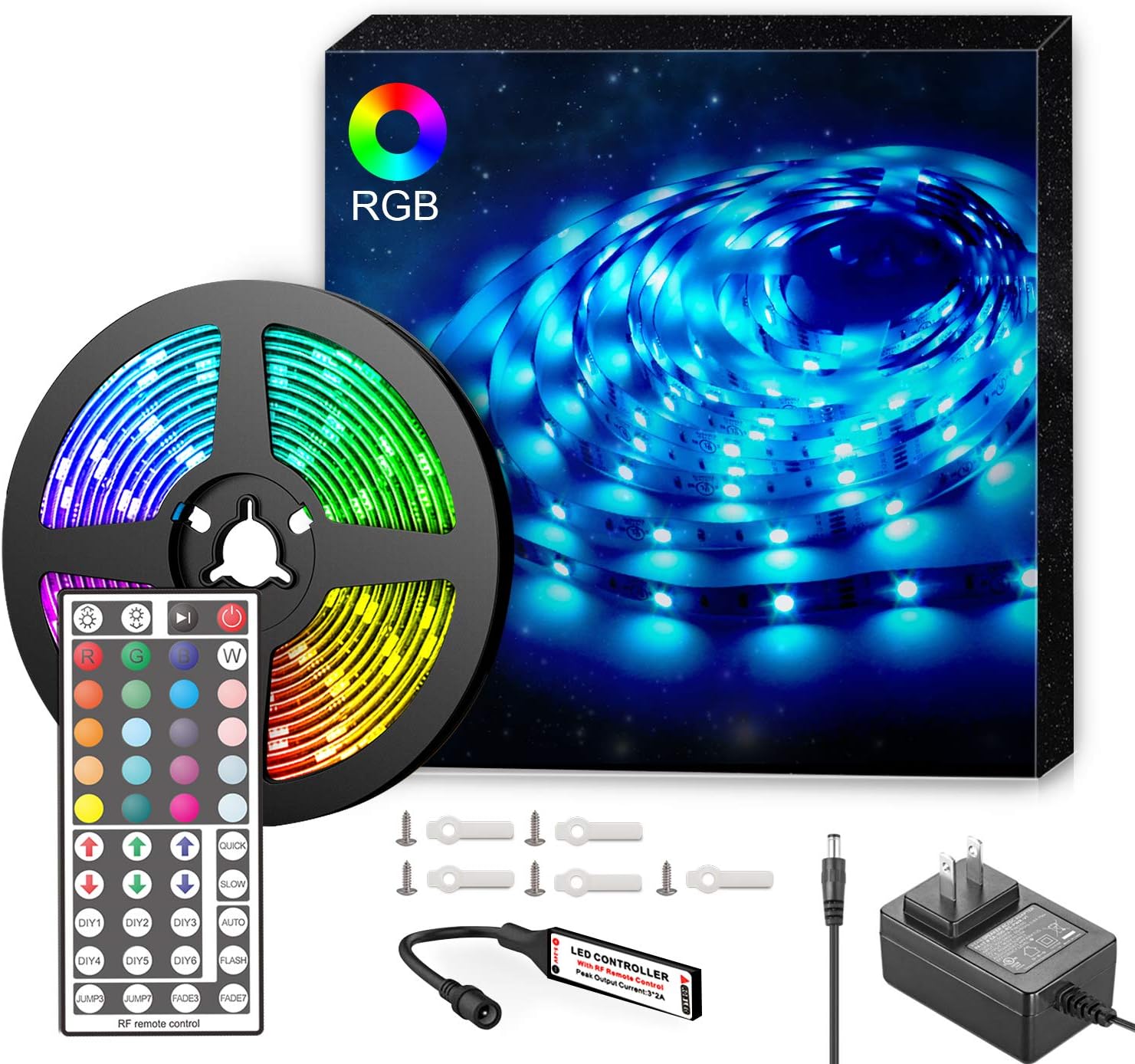 Upgraded Brightest LED Strip Lights UL Listed with RF Remote 5050 RGB