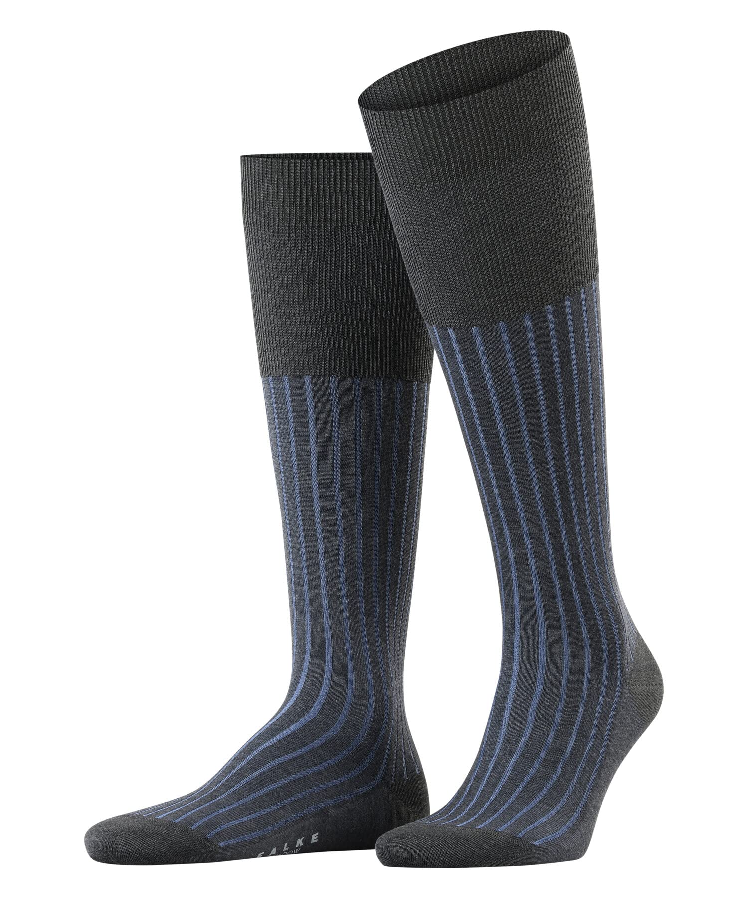 FALKE Men's Shadow M Kh Cotton Long Patterned 1 Pair Knee-High Socks, Grey Anthracite Melange 3191, 10-11