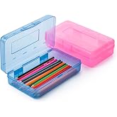 Mr. Pen- Plastic Pencil Case Box, 2 Pack, Large Crayon Marker Pen Organizer | Plastic Bead Organizing Container with Snap-Tight Lids, Clear Craft Storage Boxes, School Supplies