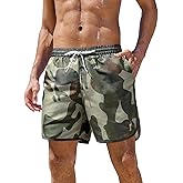 Gleeease 5inch Mens Swim Trunks: with Mesh Liner Pockets Drawstring Quick Dry Stretch Comfort Lined Vintage Camo Beach Pool