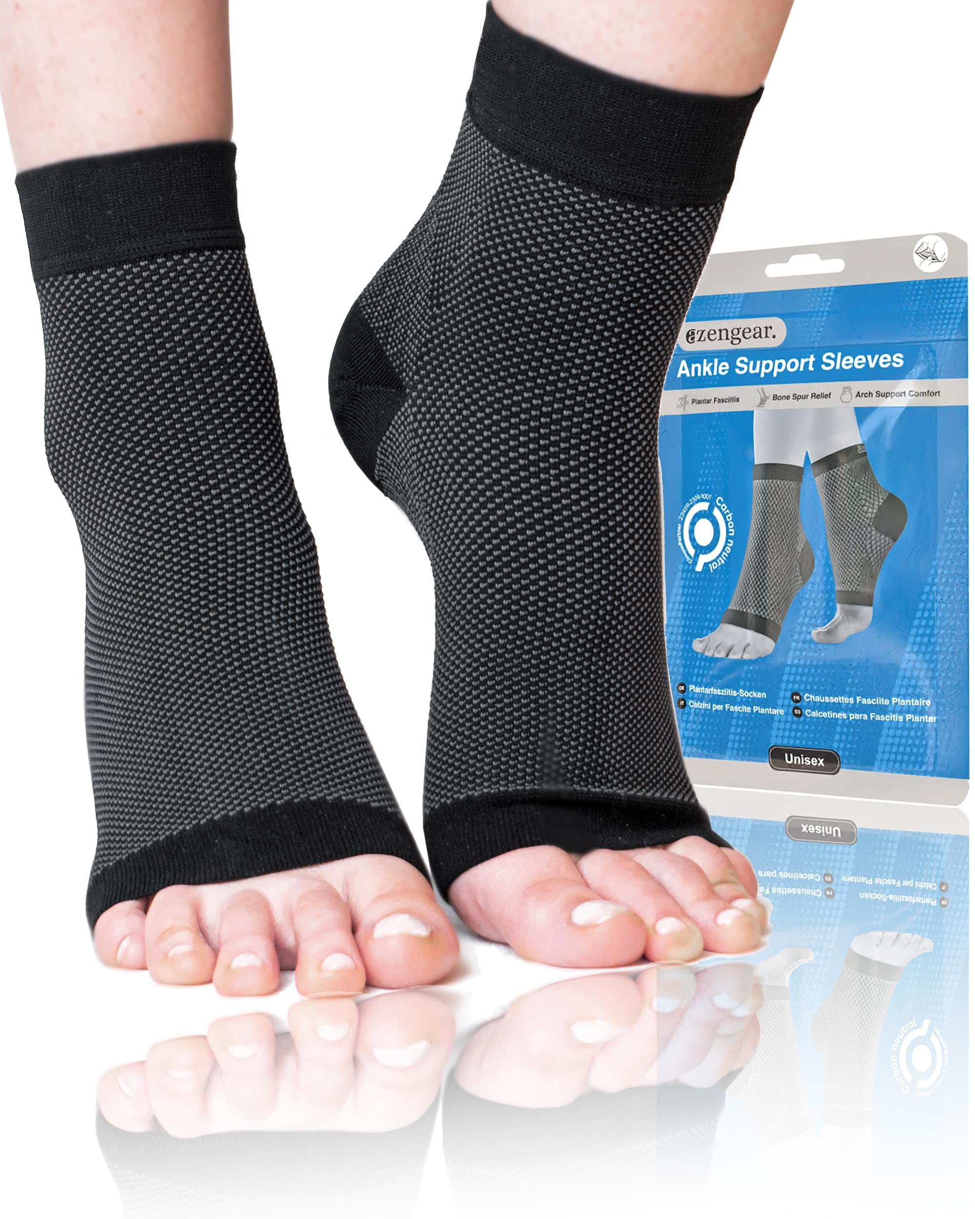 aZengear (2 Pairs) Plantar Fasciitis Socks, Ankle Compression Support Sleeve for Men, Women | Fast Foot Pain Relief, Achilles Tendon Arch Heel Brace (XXL)