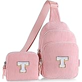 Birthday Gifts for 4 5 6 7 8 9 10 11 12 13 Year Old Girls, Cute Initial Crossbody Sling Bag Fanny Pack Belt Purse for Daughter Sister Teen Grandkids Personalized Gifts Pink T