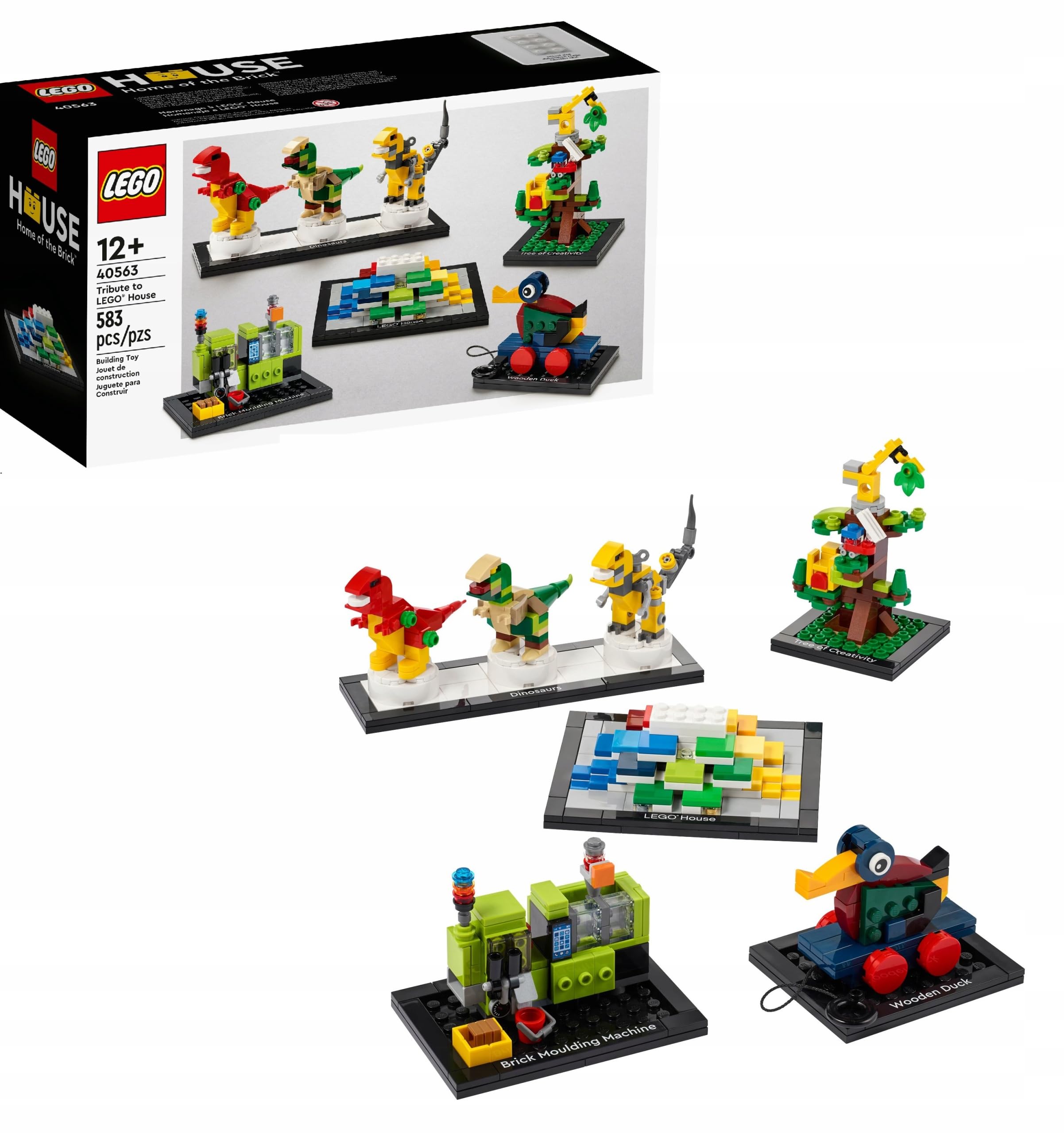 LEGO 40563 HOUSE Tribute Set 12+ 583 Pieces With 5 Mini Display Features - The 3 Dinosaurs, Brick Moulding Machine, Tree of Creativity, The Infamous Wooden Duck and The House Mini Models