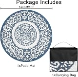Homcomodar 150CM Round Outdoor Rug Reversible UV Resistant Plastic Mat view 2