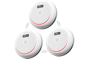 Siterlink Wireless Interconnected Smoke and Carbon Monoxide Detector Combo with LCD Display, Smoke and CO Detector with Replaceable Battery, Fire and CO Alarm with Test/Silence Button, 3 Pack