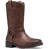 JOUSEN Cowboy Boots for Men Leather Mens Cowboy Boot Motorcycle Western Retro Square Toe Harness Mens Boot