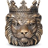 AMOIENSIS 6 Inch Vintage Crowned Lion Pen Holder | Crowned Lion Accent for Office Desks and Bookshelves, Gift for Bosses, Coworkers, Birthdays and New Offices