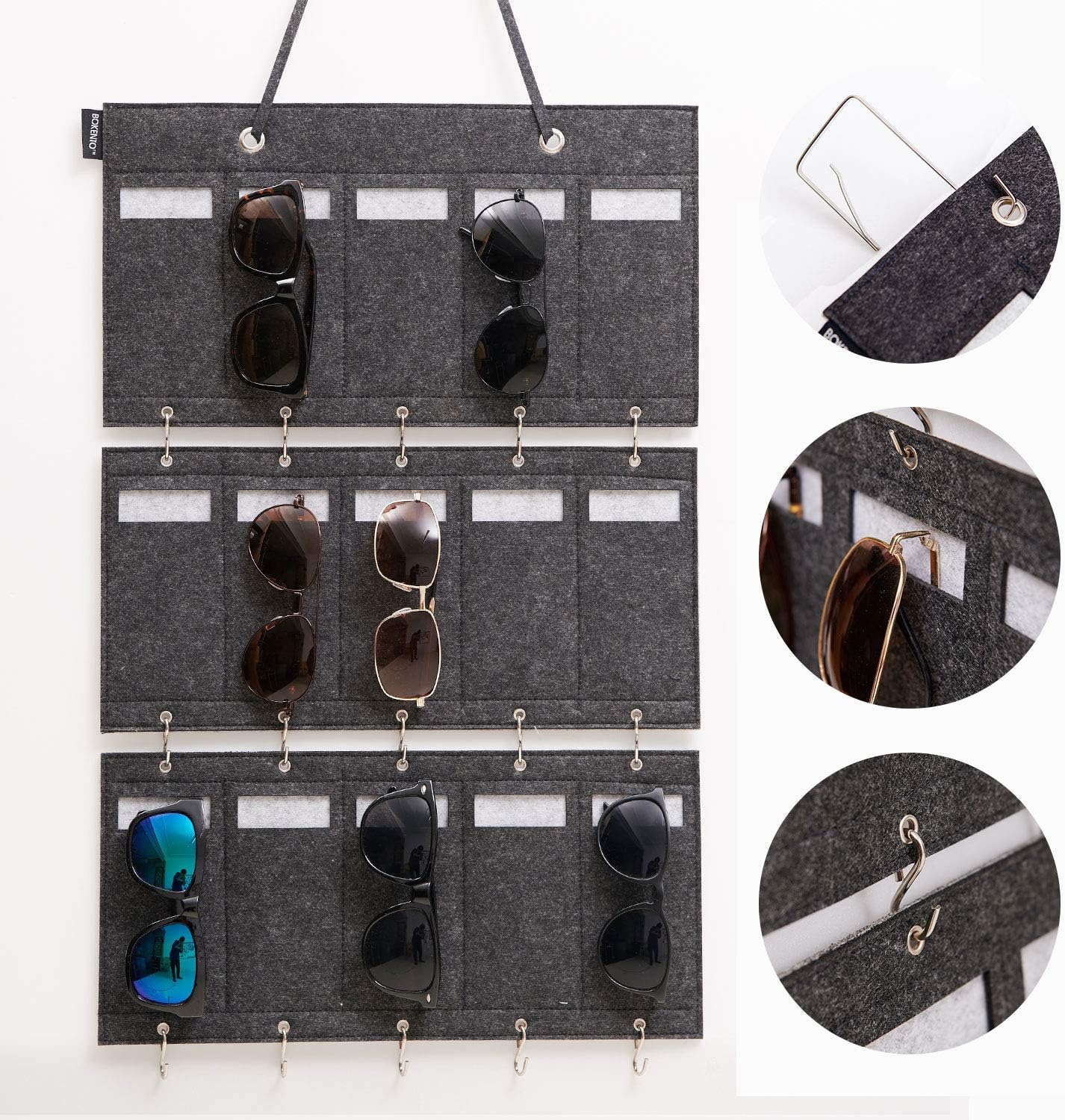 Mkono Sonnenbrillen-Organizer 2-stöckig - Metall Mit Holzsockel Für 24 Brillen