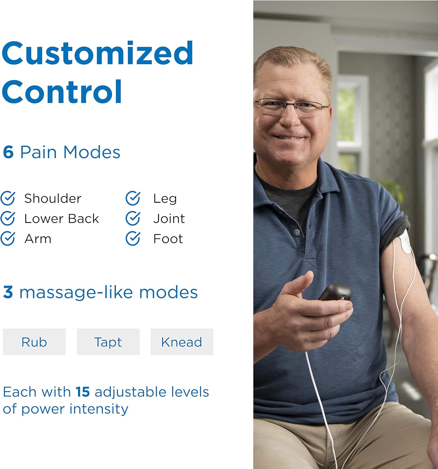 OMRON Max Power Relief TENS Unit Muscle Stimulator, Simulated Massage Therapy for Lower Back, Arm, Shoulder, Leg, Foot, and Arthritis Pain, Drug-Free Pain Relief (PM500): Health & Personal Care
