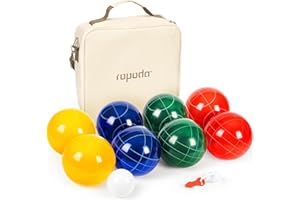 ropoda 107mm Bocce Ball Set Regulation Size and Weight with 8 Resin Bocce Balls, Resin Bocci Balls for Professional Tournamen