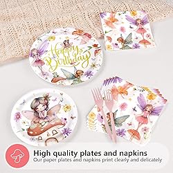 96 Pcs Fairy Plates and Napkins Party Supplies
