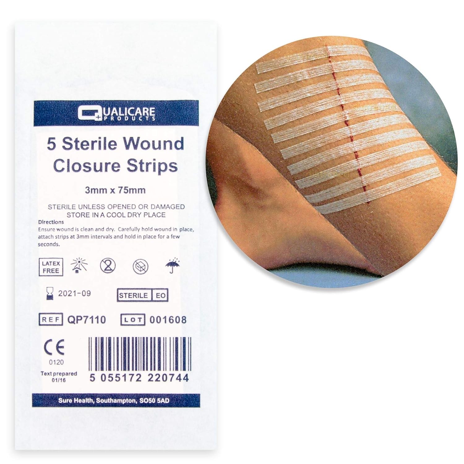 100x Sterile Skin Closure Strips 3mm x 75mm Butterfly/Steri Cut