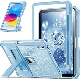 INFILAND Kids Case for iPad A16 11th/10th Generation 11/10.9 Inch 2025/2022 | Glitter Cute Rugged Heavy Duty Shockproof Protective Cover with Kickstand for Girls, Women, Kids (Blue)