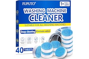 FUPUTO Washing Machine Cleaner Tablets - 40 Pack Deep Cleaning Tablets, Compatible with HE, Top & Front Load, Deep Cleaning Residue & Odor Eliminator, Deep-cleans to remove residue and neutralize smells01