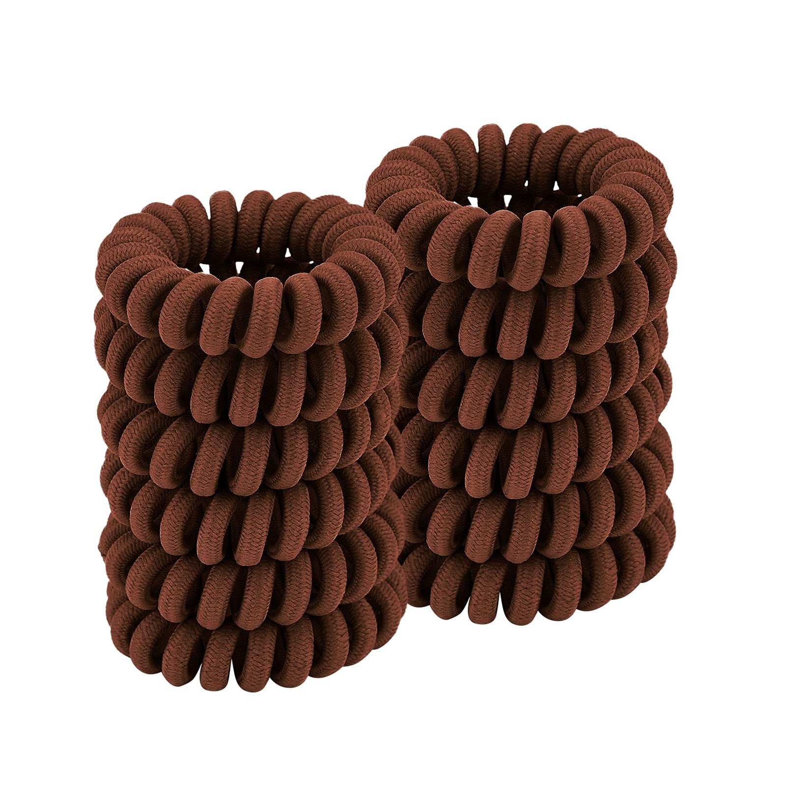 ZOUIQSS Spiral Hair Ties,Ponytail Holder Phone Cord Hair Coil Bands for Women Girls,Traceless,Strong Hold,Suitable for All Hair Types(Cloth Brown,12 Pcs)