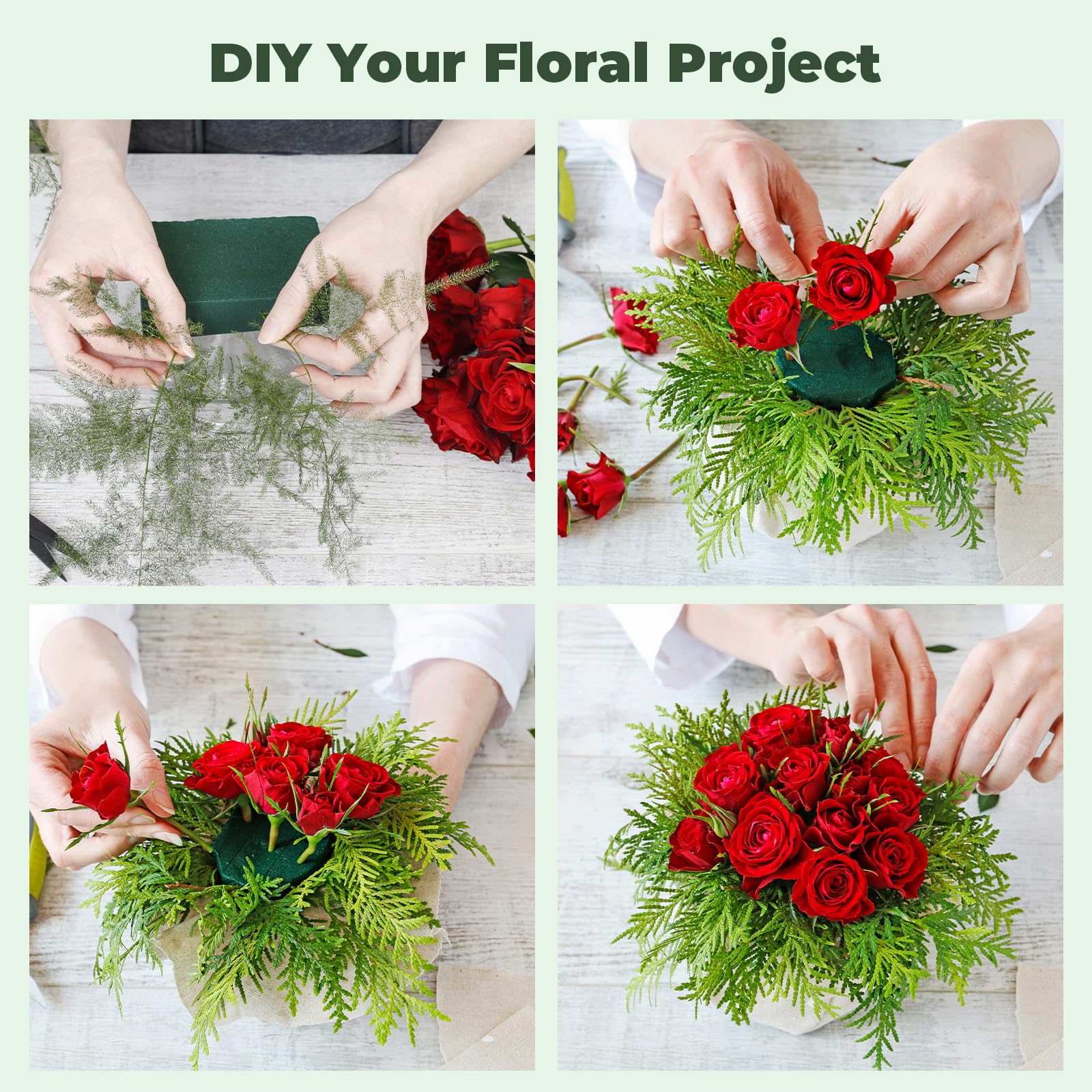 Upgraded 6 Pack Floral Flower Foam Blocks, Green Plant Foam for Flower Arrangements, Wet & Dry Florist Foam Styrofoam for Fresh and Artificial Flowers (5.5