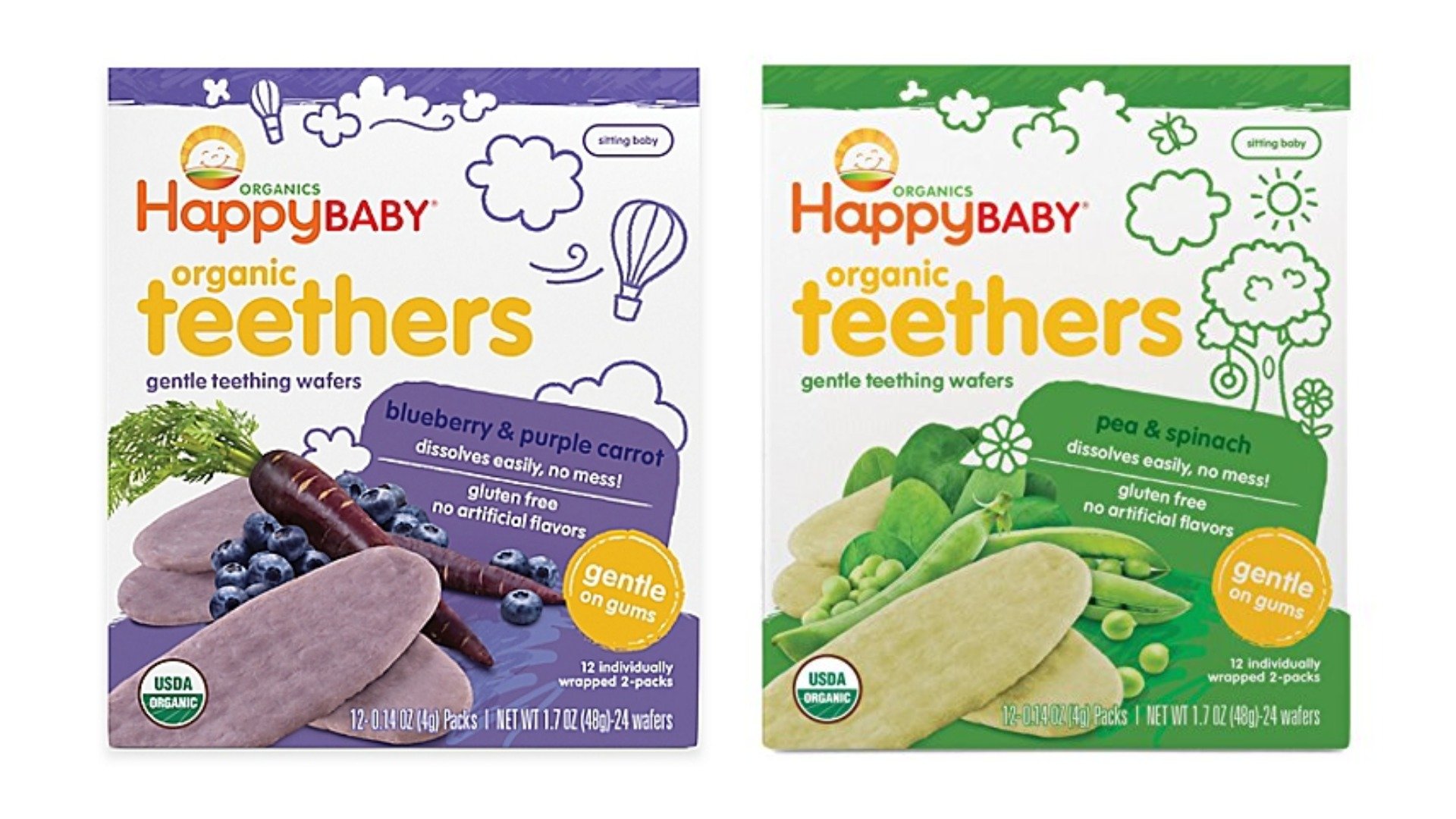 Happy Baby Organic Teethers Gentle Teething Wafers 2 Flavor Sampler