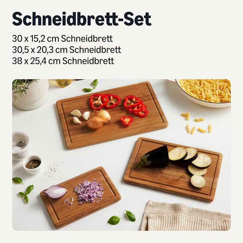 Holzschneidebretter, 3-teiliges Set, Akazienholz, vorgeölt — Foto 2 von 6