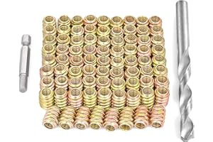 PGMJ 80 Pcs 1/4 "- 20 Bolt Anchors for Wood - Headless Hex Socket Drive Nut Inserts Metal Threaded Insert Assortment, Bolt Fastener Connector for Woodworking Hardwares (1/4"-20x15mm-H)