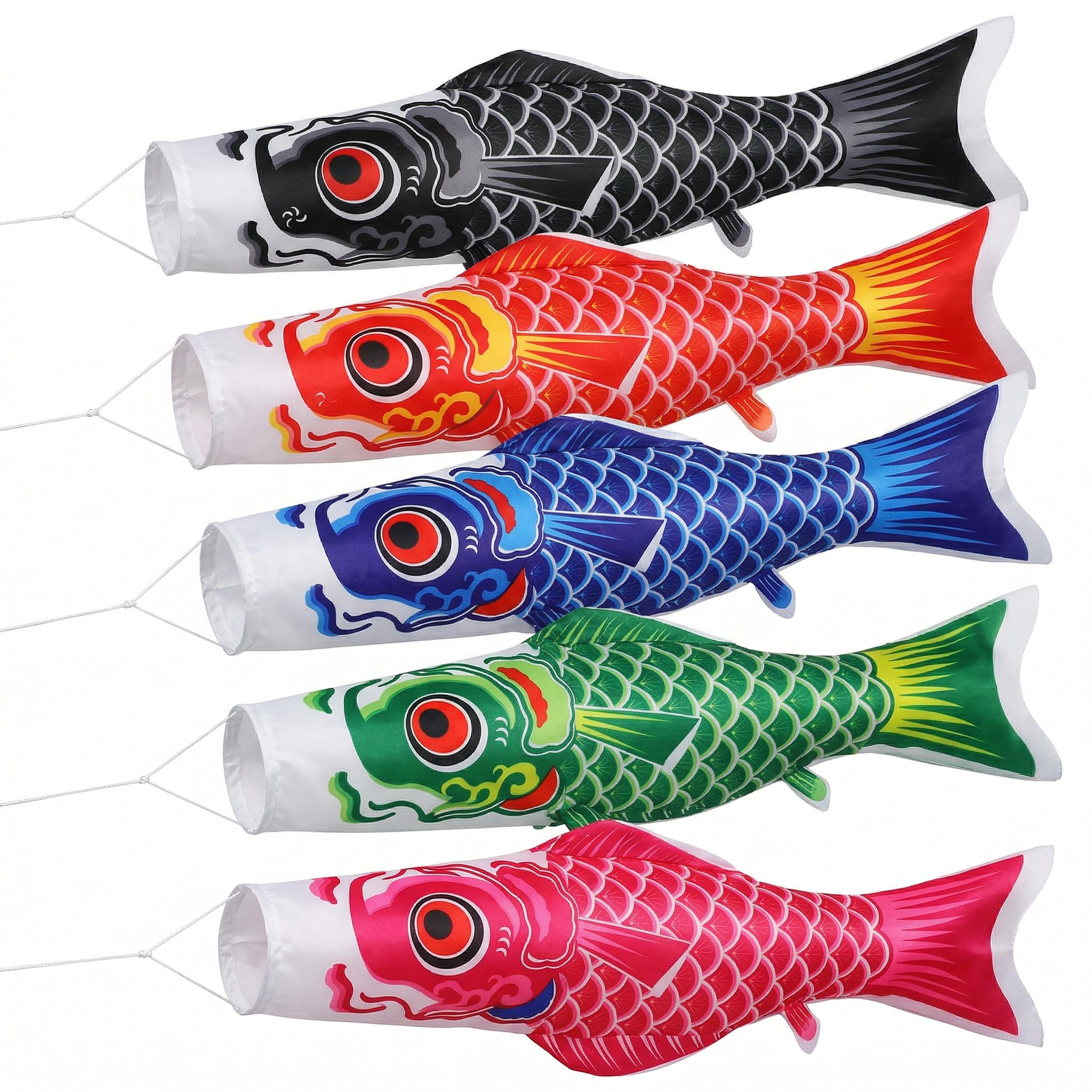 Pack of 5 Japanese Carp Flag Fish Koinobori Windsock Japanese Room Decoration Sushi Restaurant Decoration Pendant Wind Streamer Banner Japan Flag Garden Decoration Outdoor Patio Garden Hanging