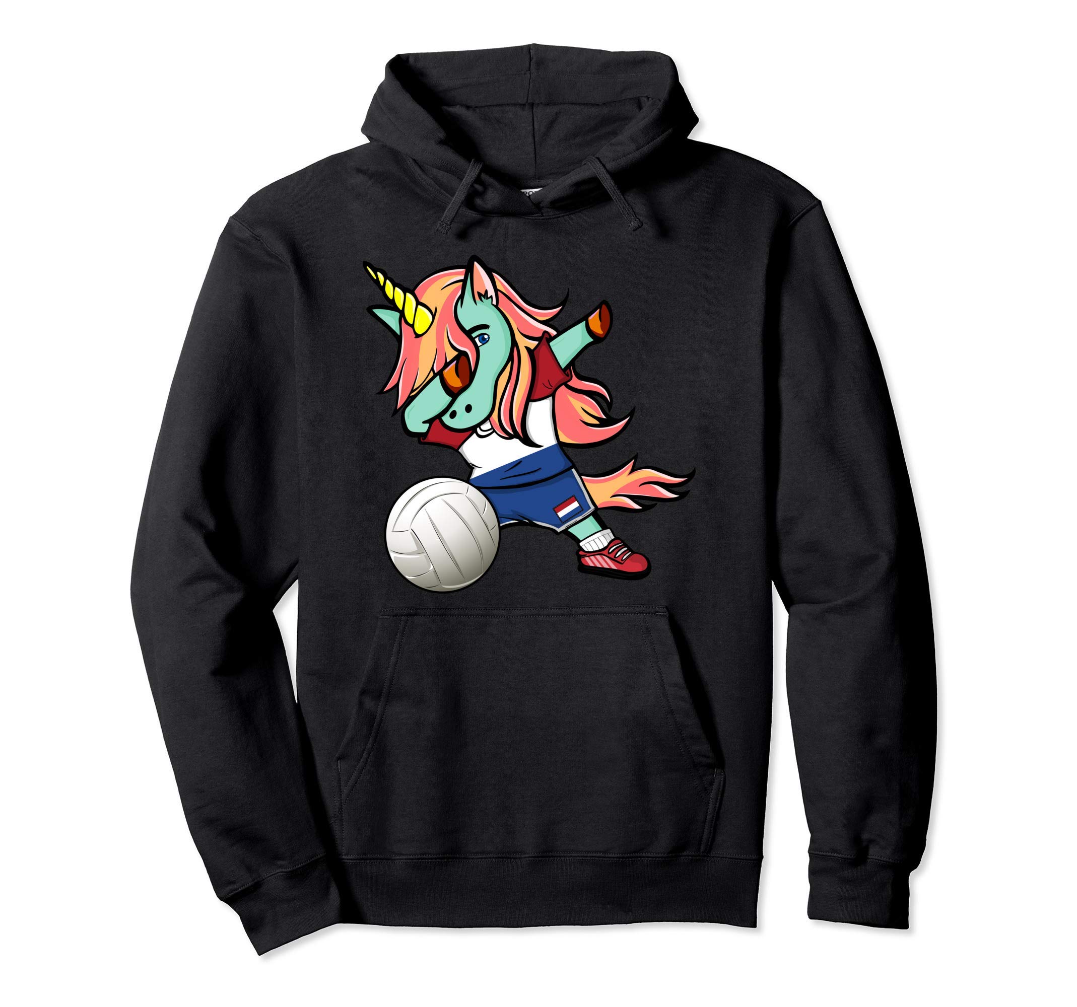 Dab Unicorn Netherlands Volleyball Lovers Jersey Dutch Flag Pullover Hoodie