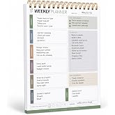 TREES Undated Weekly Planner, 52-Week To Do List Organizer, 6.8" &times; 9.6" | Weekly Planning with Top 3 Priorities, Daily Sections, Tomorrow List, Review, Water-Resistant PVC Cover and Sturdy Backing