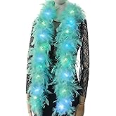 Larryhot Green Light Up Boa - 2Yards 75g Colorfu 20 LED Feather Boas for Party,Wedding,Halloween Costume,Christmas and Home Decoration (Aquamarine Green)