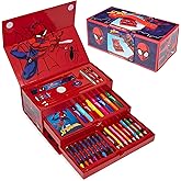Marvel Spiderman Colored Pencils Art Supplies Kids Set Coloring Pens Stationery Girls Drawing Pencils Supplies Travel Case with Crayons Arts and Crafts for Kids 4-12 (Red)