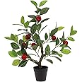 Gresorth 20" Artificial Red Apple Tree Fake House Green Plant Fruit Decoration with Plastic Pot Realistic Leaves for Home Table Office Garden Indoor Outdoor