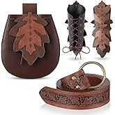 Abbylike Women Renaissance Accessories Medieval Viking Belt Renaissance Leaf Belt Bag Leather Bracers for Ren Faire Costume