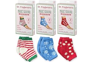 DR. FREDERICK'S ORIGINAL Dr. Frederick's Holiday Fuzzy Heel Socks - 3 Pairs - Christmas Self-Care Gift - Cozy Gel-Lined Sleep Socks - Spa Pampering Gift Set - Soothe Dry, Cracked Feet Overnight - Holiday Special Editions