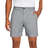 PULI Men's Golf Dress Shorts Flat Front Hybrid 7 Inch Lightweight Quick Dry Chino Casual with Pockets