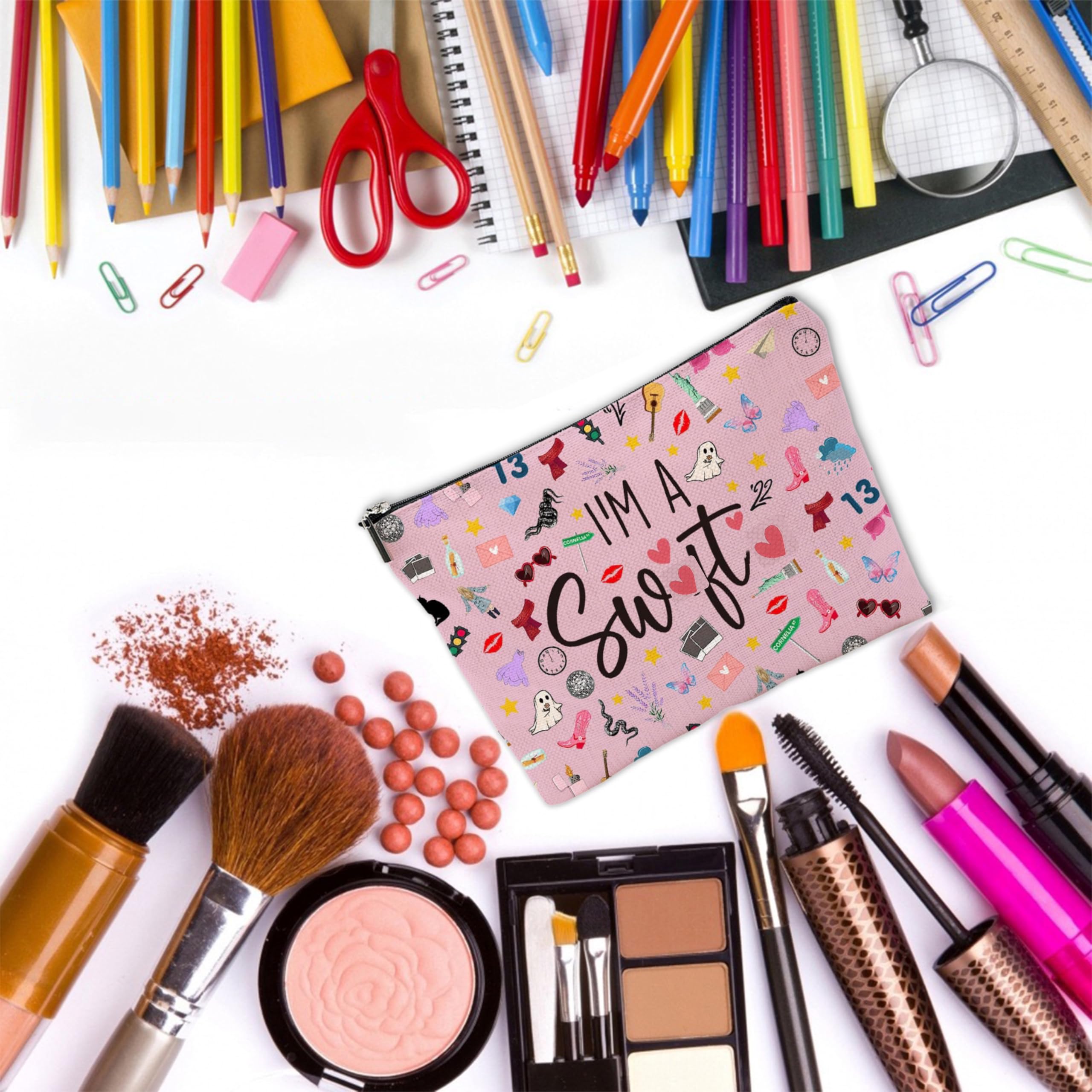 Feiqylly 3 Pcs Canvas Makeup Bag for Singer Fans gifts,Music Lovers gifts Merch Birthday gifts, Reusable Cosmtic Bag for Women