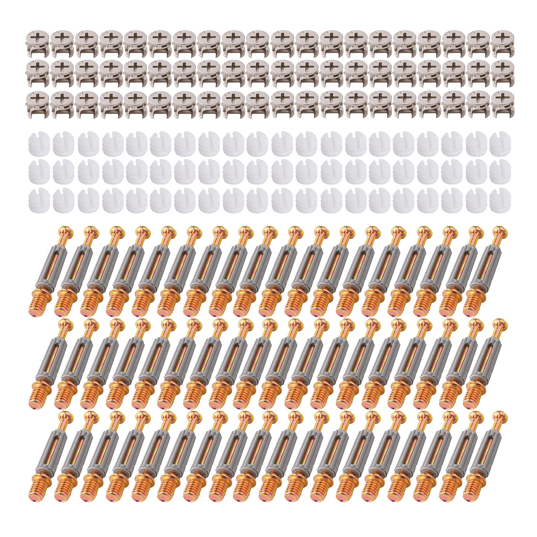 LOOTICH Fixing Screw Eccentric Cam Ø11.8mm and Bolts Fitting Dowels M6x41mm with Pre-Inserted Nuts M6 for Flat Pack Furniture Cabinet Locking Connecting Gray (100 Set)