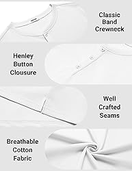 COOFANDY Tshirts Shirts for Men Cotton Henley Tee