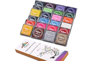 Fstaor Finger Washable Ink Pads for Kids, 24 Pack Craft Ink Pad for Rubber Stamps Paper Wood Fabric (Pack of 24)