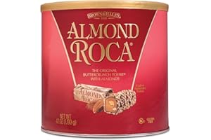 Brown & Haley Almond ROCA The Original Buttercrunch Toffee with Almonds Canister - Individually Wrapped Chocolate for Holiday Gift Basket - Gluten Free Kosher Chocolate Candy for Sharing, 42oz Pack of 1