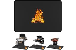 EWFEN Large Under Grill Mat 76 x 52 inches for Outdoor Grill, Double-Sided Fireproof Deck and Patio Protector Mat, Indoor Fireplace/Fire Pit Mat, Oil-Proof Waterproof BBQ Protector Mat