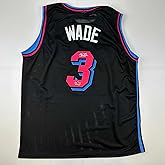 Facsimile Autographed Dwyane Wade Miami Black Vice City Reprint Laser Auto Basketball Jersey Size Men's XL