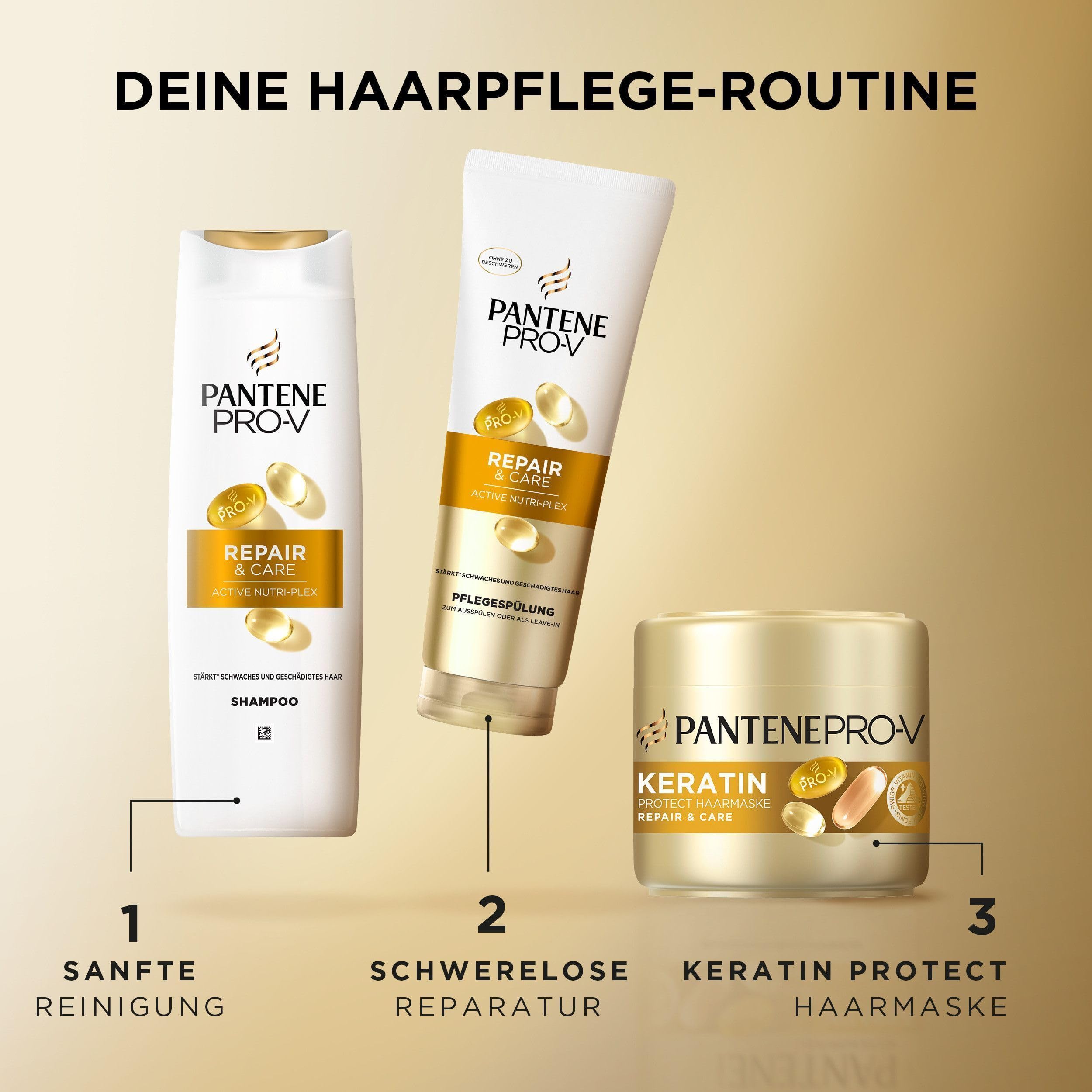 Pantene Pro-V Repair & Care Shampoo Duo Pack, Pro-V Formel mit Kräftigenden Lipiden und Schützenden Antioxidantien, Für Geschädigtes Haar, 2x500ML 5
