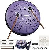 LEKATO 6 Inch Steel Tongue Drum D Key with Carry Bag Lavender