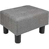 Nizrezol Small Foot Stool Ottoman, Linen Ottoman Foot Rest with Legs, Rectangle Foolstool Footrest for Couch Living Room Entr