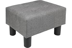 Nizrezol Small Foot Stool Ottoman, Linen Ottoman Foot Rest with Legs, Rectangle Foolstool Footrest for Couch Living Room Entr