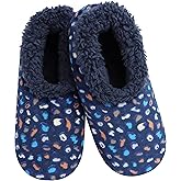 Snoozies Sherpa-Lined Slipper Socks for Women - Fuzzy, Cute, and Cozy Slippers for Women with Non-Slip Sole - Washable House Slippers